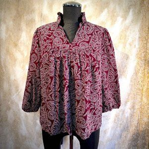 🪩 Banana Republic Spiral Fern Blouse L